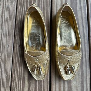 Tory Burch Metallic Gold Tassel Loafers